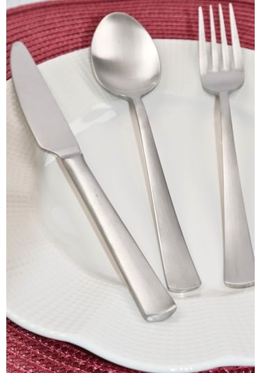Lugga Nida Scotch Yemek Çatal Kaşık Bıçak Takımı 18 Parça Gümüş