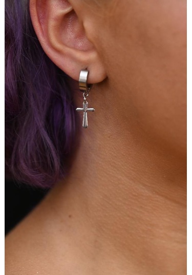 Tükkan Accessories 316l Cerrahi Çelik İğneli Haç Figür Çelik Küpe-çlkgfi19