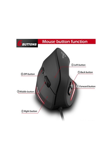 Geeksen "t-20 Dikey Ergonomik 3200 Dpı Oyun Faresi - Pc/mac Uyumlu, Şarj Edilebilir, 6 Tuşlu" 001