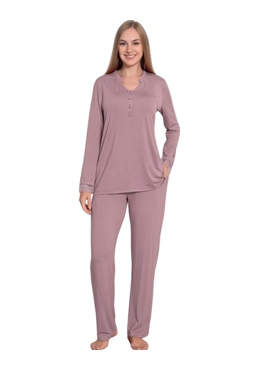 Viskon Kadın Pijama Takımı Lila