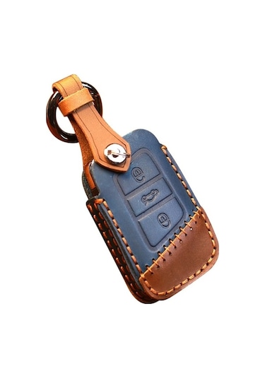 Tongxida Volkswagen Araba Deri Anahtar Koruyucu Kapak Mavi 2 Adet Uyumlu Sürüm