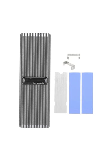 M.2 2280 SSD NVMe Soğutucu Alüminyum Alaşımlı Isı Emici Pasif Soğutucu - 2 Adet Termal Pad - Gri