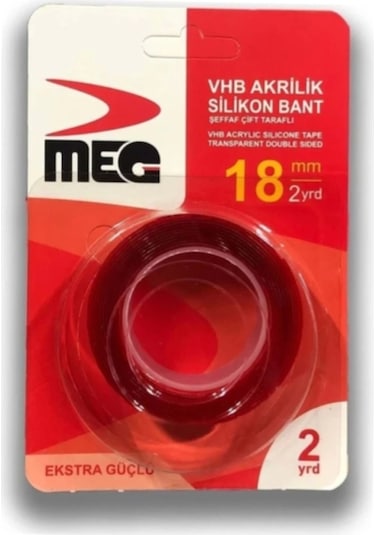 Meg Silikonlu Çift Taraflı Bant 18mm X 2mt