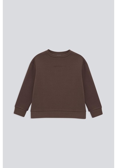 Kids Boy Nakışlı Sweatshirt Açık Kahve Açık Kahverengi