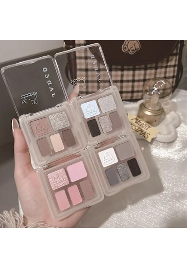 5 Renk Parlak Gümüş Gri Siyah Göz Farı Paleti Su Geçirmez Kolay Boyama Süt Taro 03 C01