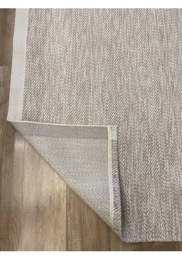 Hoom Rugs 1147 Bej Krem Sisal Plus Jüt Halı Siyah