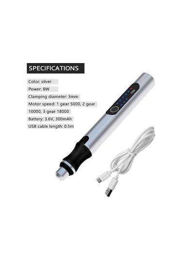 Novahub Çok Yönlü Oyma Kalemi, 3 Hızlı, Şarj Edilebilir, Led Ekranlı, Metal Ahşap İçin İdeal