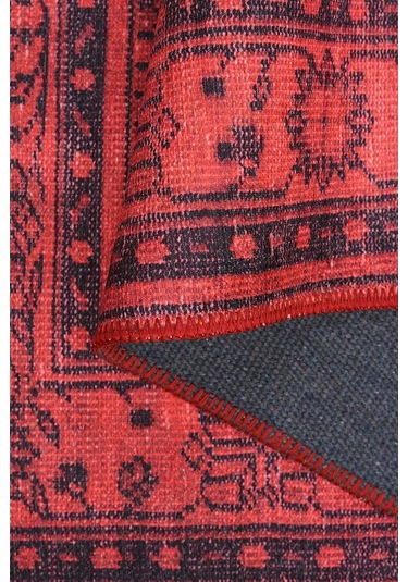 Dorian Eskitme Desenli Dokuma Taban Dekoratif Kırmızı Halı (Al 29