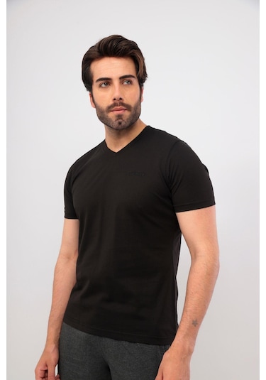Fore Sport Erkek V Yaka T-shirt Siyah