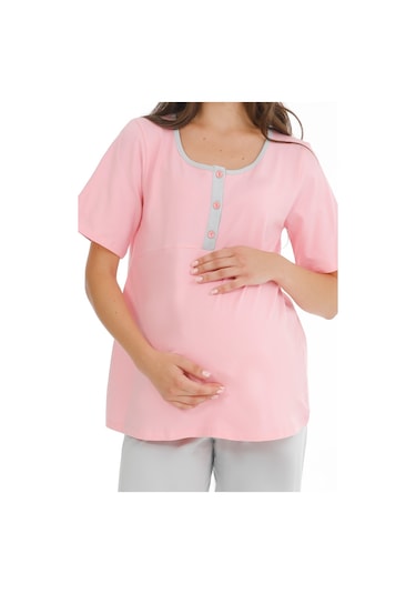 Parlingerie Hamile Lohusa Pijama Takımı Pembe-gri