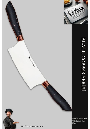 Black Copper Seri Mutfak Bıçak Kıyma Çift Tutma Zırh Mft-745 Siyah