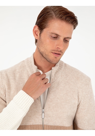 Pierre Cardin Erkek Ekru Hırka Triko 50296434-vr019 Ekru