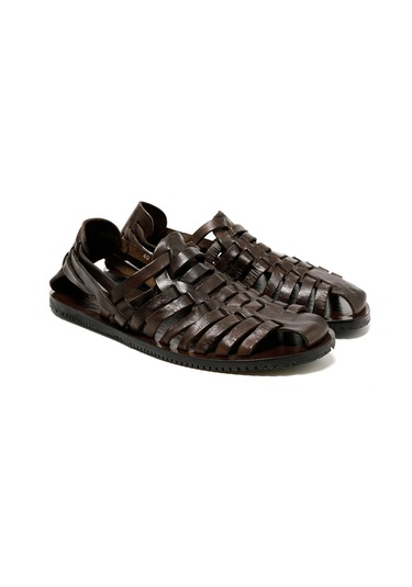 The Sandals Factory Sandalet Erkek M6579 The Sandals Factory Leather Upper Dark Brown Dark Brown