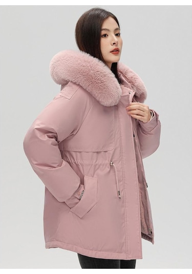 Simicg Kışlık Büyük Beden Kadın Kaban - Pembe