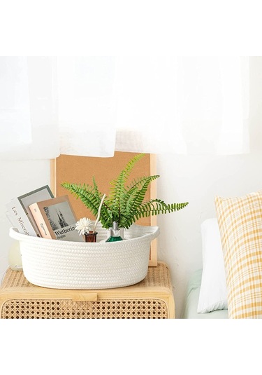 Oval Jüt Düzenleyici Sepet 30cm X 12cm Beyaz