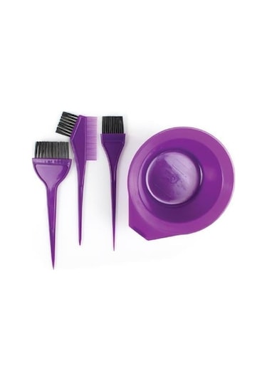 Nascita Saç Boyama Tası Fırça Tarak Seti 4'lü Mor