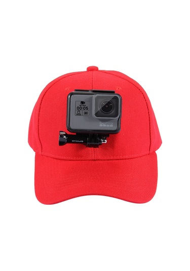 Cbtx Puluz Pu195 Gopro Aksesuarları Uyumlu Spor Kamera Şapkası Vidalı Ayarlanabilir Kapak Ve Gopro Kamera Uyumlu J Stent Taban - Kırmızı