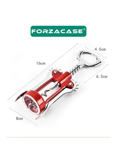 Paslanmaz Çelik Kanatlı Tirbuşon Mantar Kapak Şişe Açacağı -fc717 Kırmızı
