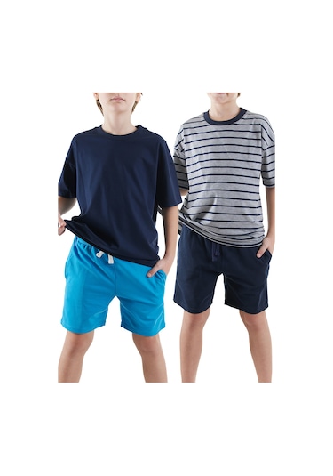 Denokids Erkek Çocuk Basic 2'li Şort Takım Renkli Çok Renkli