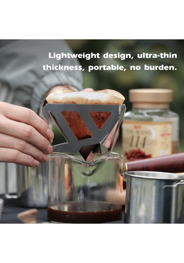 Moveevo Kampanyalı Katlanabilir Paslanmaz Çelik Seyahat Kahve Filtresi - Hafif Ve Taşınabilir Gümüş