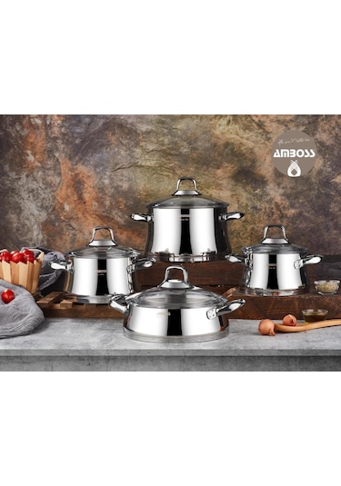 Amboss Oregon Çelik Saplı 8 Parça Tencere Seti Ore-6275