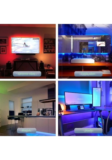 Monitör Ve Tv Arkası Uzaktan Kumanda Silikonlu Led Şerit Işık 1m