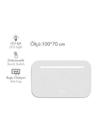 Ardino 100 Cm Buğu Önleyici Led Ayna Renksiz