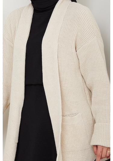 Enfil Şal Yaka Triko Hırka 1598 - Bej Bej