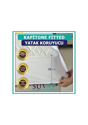 Suvay Kapitone Fitted Yatak Koruyucu Alez Pamuklu Yatak Alezi