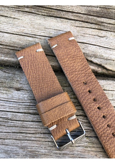 24 Mm Deri Taba Renk El Yapımı Saat Kordonu