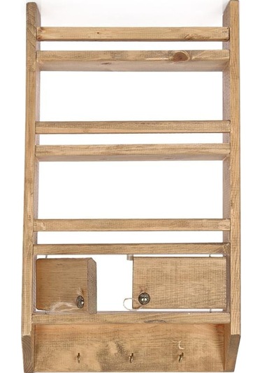 Mashotrend Dekoratif Koyu Masif Terek - Mutfak Rafı - Dekoratif R