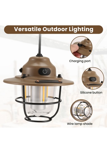 Açık Hava Aydınlatma Kamp Işıkları Şarj Edilebilir El Işıkları Khaki Haki