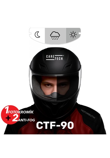 Caretech Buğu Önleyici CTF-90 Motosiklet Kask Cam Fotokromik Film