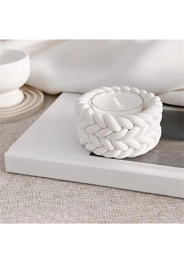 Geekyou Tekrardan Kullanılabilir Örgü Desenli Mumluk, Mini Çiçek Saksısı Ve Dekoratif Nesneler İçin Silikon Kalıp - 6.1x3.1 Cm