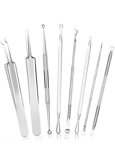 8 Adet/takım Paslanmaz Çelik Sivilce İğne Yüz Cilt Bakımı Siyah Nokta Sivilce Sökücü Komedon Akne Çıkarıcı Leke Tedavileri