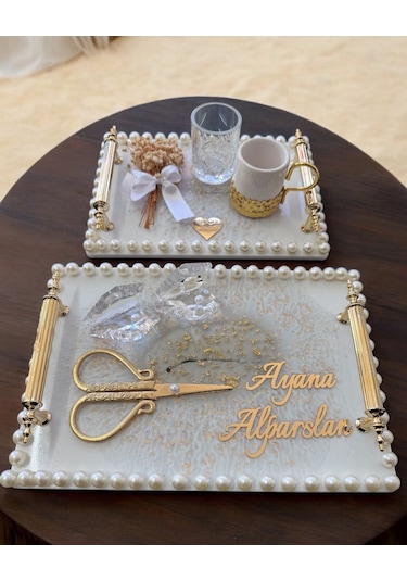 Unison Gold Söz Nişan Tepsisi Krem