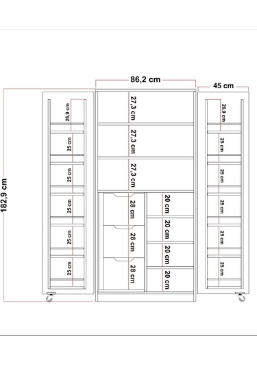 90 Derece Açılabilir 2 Kapaklı, 3 Çekmeceli, Kavanoz Raflı Kiler Ve Erzak Mutfak Dolabı Beyaz