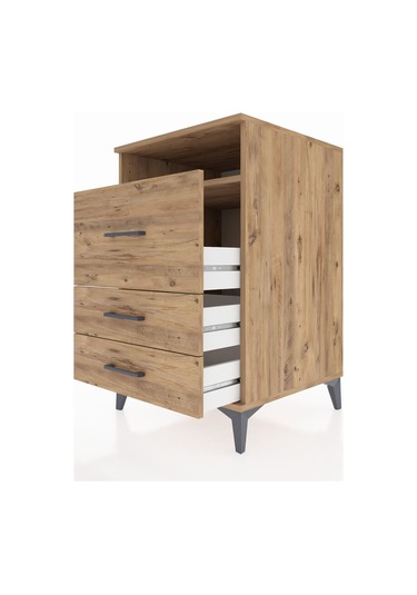 Kronos Komodin Tek Raflı 3 Çekmeceli 60x59x96 Çam-çam Çam
