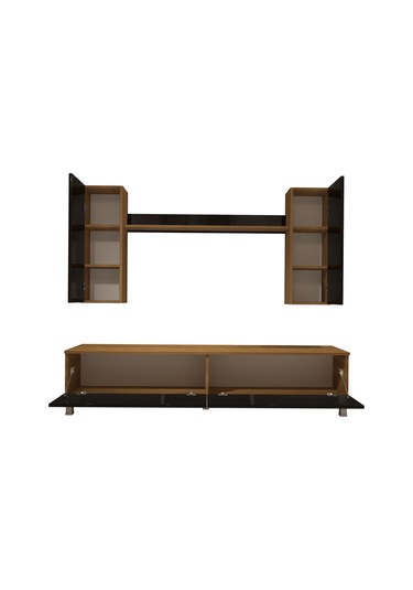 Decoraktiv Eko 7 Mdf Std Krom Ayaklı Tv Ünitesi Tv Sehpası Pera - Siyah