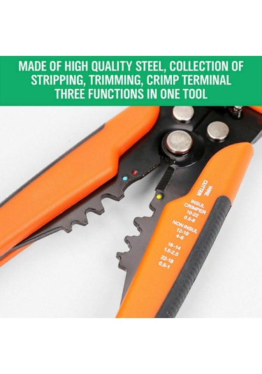 Yaleker 8 İnç Çelik Tel Soğurucu - İzolasyon Kestiği Ve Presleme Aracı, Oranj Rengi, Tek El İşlemi