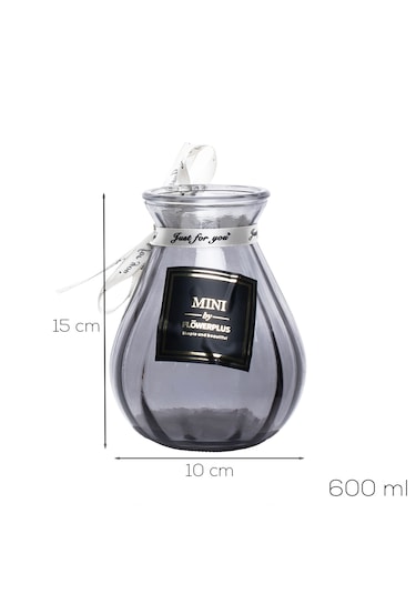 Porsima Dhz90223-1 Dekoratif Cam Vazo Antrasit 15cm-600ml