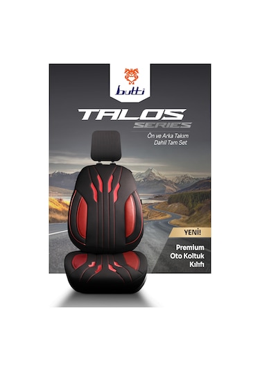 Siyah - Kırmızı Garni Buttı Talos Serisi Premium Oto Koltuk Kılıfı Ortopedik Destekli, Ön Arka Tam Set, Aırbag Uyumlu