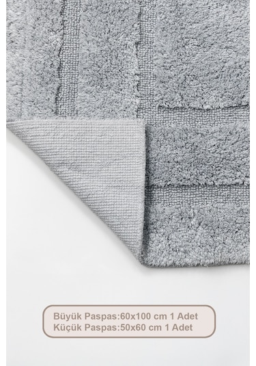 Elart Solid Banyo Halısı Paspas Takımı Pamuklu 2 Adet 60x100 Cm İndigo İndigo