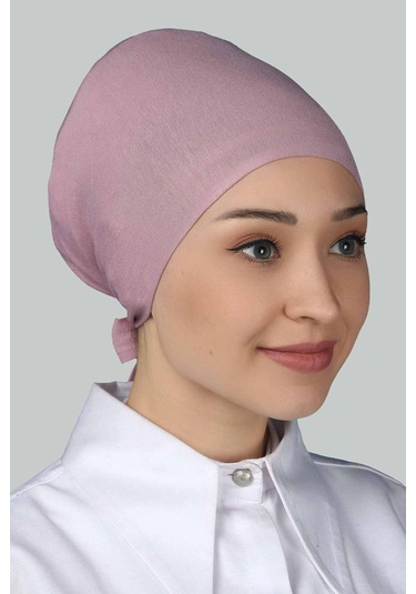 Altobeh Kadın Pratik Dikişsiz Bağcıklı Kaymayan Tesettür Penye Bone - Koyu Pembe