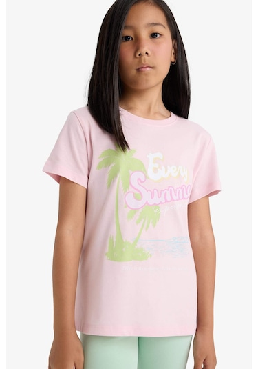 DeFacto Kız Çocuk Bisiklet Yaka Baskılı Kısa Kollu Tişört E0351A825SMPN47 Pembe DeFacto Kız Çocuk Bisiklet Yaka Baskılı Kısa Kollu Tişört E0351A825SMPN47 Pembe