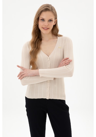 U.s. Polo Assn. Kadın Krem Hırka Triko 50313580-vr071 Krem