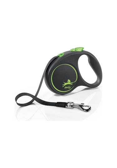 Flexi Black Design Yeşil Şerit Köpek Tasması S Max 15 Kg 5 Mt Siyah