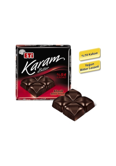Eti Karam %54 Kakaolu Bitter Çikolata 10 x 60 G