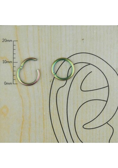 Shopiolog 8 MM Kilitli Gökkuşağı Halka Piercing Yeşil