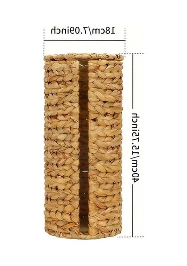 Fastbuy 1pc Doğal Buğday Samanı Dokuma Tuvalet Kağıdı Tutucu Kapaklı Yüksek Kaliteli Banyo Depolama Sepeti Alan Tasarruflu S Füme
